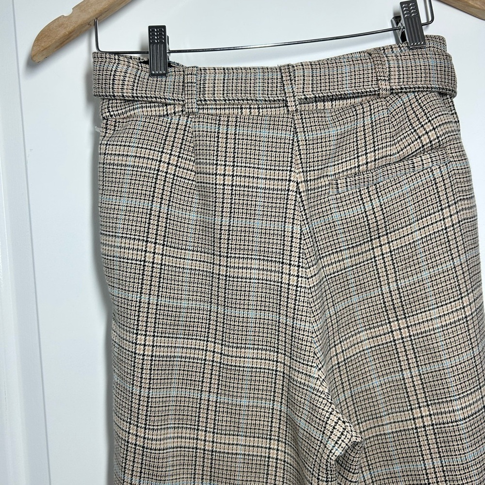 Anthropologie Maeve Boot Tuck Knit Plaid Trouser Pants with Belt size 4 preppy - Picture 10 of 15